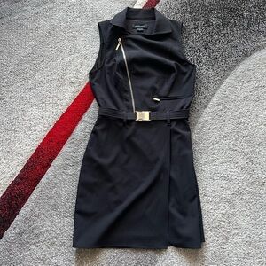 Marciano Jet Black Utility Sheer Back Belted Mini Dress